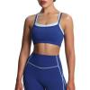imageAoxjox Womens Workout Sports Bras Double Layer Training Fitness Running Yoga Crop Tank TopBellwether BlueAiry Blue