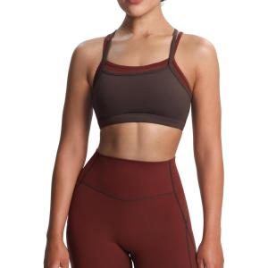 imageAoxjox Womens Workout Sports Bras Double Layer Training Fitness Running Yoga Crop Tank TopMulchRum Raisin