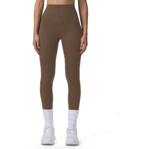 imageAoxjox High Waisted Workout Breeze Leggings for Women Tummy Control Buttery Soft Yoga Pants 24quot26quot28quotFudge Coffee