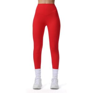 imageAoxjox High Waisted Workout Breeze Leggings for Women Tummy Control Buttery Soft Yoga Pants 24quot26quot28quotRacing Red