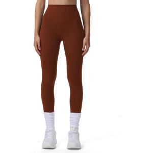 imageAoxjox High Waisted Workout Breeze Leggings for Women Tummy Control Buttery Soft Yoga Pants 24quot26quot28quotRum Raisin