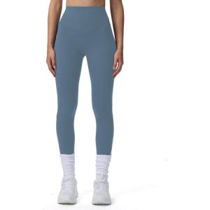 imageAoxjox High Waisted Workout Breeze Leggings for Women Tummy Control Buttery Soft Yoga Pants 24quot26quot28quotSteel Blue
