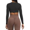 imageAoxjox Long Sleeve Crop Tops for Women Sienna Twist Deep V Workout Cropped T Shirt TopA Black