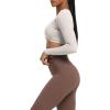 imageAoxjox Long Sleeve Crop Tops for Women Sienna Twist Deep V Workout Cropped T Shirt TopA Mink