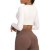 imageAoxjox Long Sleeve Crop Tops for Women Sienna Twist Deep V Workout Cropped T Shirt TopA White