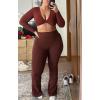 imageAoxjox Long Sleeve Crop Tops for Women Sienna Twist Deep V Workout Cropped T Shirt TopBurgundy Reddish Brown
