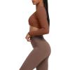 imageAoxjox Long Sleeve Crop Tops for Women Sienna Twist Deep V Workout Cropped T Shirt TopDandelion Brown