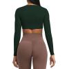 imageAoxjox Long Sleeve Crop Tops for Women Sienna Twist Deep V Workout Cropped T Shirt TopForest Green Deep Depths Green