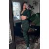 imageAoxjox Long Sleeve Crop Tops for Women Sienna Twist Deep V Workout Cropped T Shirt TopForest Green Deep Depths Green