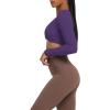 imageAoxjox Long Sleeve Crop Tops for Women Sienna Twist Deep V Workout Cropped T Shirt TopMulberry Purple