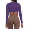 imageAoxjox Long Sleeve Crop Tops for Women Sienna Twist Deep V Workout Cropped T Shirt TopMulberry Purple