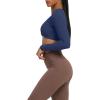 imageAoxjox Long Sleeve Crop Tops for Women Sienna Twist Deep V Workout Cropped T Shirt TopNavy