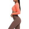 imageAoxjox Long Sleeve Crop Tops for Women Sienna Twist Deep V Workout Cropped T Shirt TopPapaya