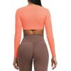 imageAoxjox Long Sleeve Crop Tops for Women Sienna Twist Deep V Workout Cropped T Shirt TopPapaya