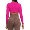 imageAoxjox Long Sleeve Crop Tops for Women Sienna Twist Deep V Workout Cropped T Shirt TopRose Red