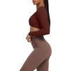 imageAoxjox Long Sleeve Crop Tops for Women Sienna Twist Deep V Workout Cropped T Shirt TopRum Raisin