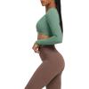 imageAoxjox Long Sleeve Crop Tops for Women Sienna Twist Deep V Workout Cropped T Shirt TopSage Green