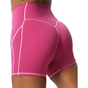 imageAoxjox Lexi Lined Workout Biker Shorts for Women Tummy Control High Waisted Exercise Athletic Gym Running Yoga Short 6quotBaton RedMauve