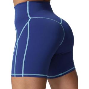 imageAoxjox Lexi Lined Workout Biker Shorts for Women Tummy Control High Waisted Exercise Athletic Gym Running Yoga Short 6quotBellwether BlueSpun Sugar