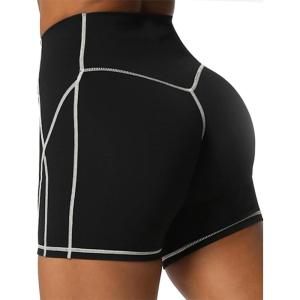 imageAoxjox Lexi Lined Workout Biker Shorts for Women Tummy Control High Waisted Exercise Athletic Gym Running Yoga Short 6quotBlackMink