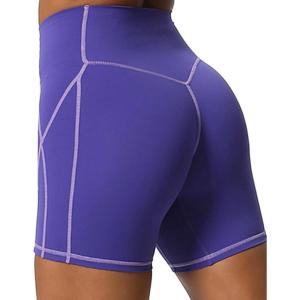 imageAoxjox Lexi Lined Workout Biker Shorts for Women Tummy Control High Waisted Exercise Athletic Gym Running Yoga Short 6quotDeep BluePaisley Purple