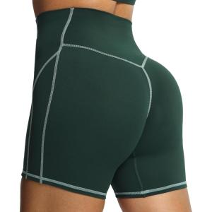 imageAoxjox Lexi Lined Workout Biker Shorts for Women Tummy Control High Waisted Exercise Athletic Gym Running Yoga Short 6quotForest GreenSage Green