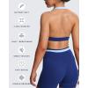 imageAoxjox Womens Color Block Halter Workout Sports Bras Fitness Blackless Padded Athletic Vanessa Bra Yoga Crop Tank TopBellwether BlueAiry Blue