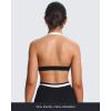 imageAoxjox Womens Color Block Halter Workout Sports Bras Fitness Blackless Padded Athletic Vanessa Bra Yoga Crop Tank TopBlack and White
