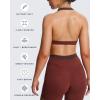 imageAoxjox Womens Color Block Halter Workout Sports Bras Fitness Blackless Padded Athletic Vanessa Bra Yoga Crop Tank TopRum RaisinMulch