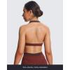 imageAoxjox Womens Color Block Halter Workout Sports Bras Fitness Blackless Padded Athletic Vanessa Bra Yoga Crop Tank TopRum RaisinMulch