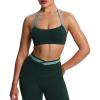 imageAoxjox Womens Color Block Halter Workout Sports Bras Fitness Blackless Padded Athletic Vanessa Bra Yoga Crop Tank TopForest GreenSage Green
