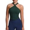 imageAoxjox Womens Workout CrossNeck Sport Bras Fitness Padded Elanor Bra Yoga Crop Tank TopForest Green