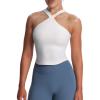 imageAoxjox Womens Workout CrossNeck Sport Bras Fitness Padded Elanor Bra Yoga Crop Tank TopWhite