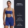 imageAoxjox Polly Workout Biker Shorts with Pockets for Women Crossover High Waisted Hidden Scrunch Gym Running Yoga Short 6quotBellwether Blue