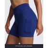 imageAoxjox Polly Workout Biker Shorts with Pockets for Women Crossover High Waisted Hidden Scrunch Gym Running Yoga Short 6quotBellwether Blue
