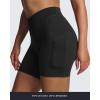 imageAoxjox Polly Workout Biker Shorts with Pockets for Women Crossover High Waisted Hidden Scrunch Gym Running Yoga Short 6quotBlack