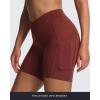 imageAoxjox Polly Workout Biker Shorts with Pockets for Women Crossover High Waisted Hidden Scrunch Gym Running Yoga Short 6quotRum Raisin