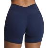 imageAoxjox Roxxy Workout Biker Shorts for Women CrossWaist Crossover V Back Tummy Control High Waisted Running Yoga Short 6quotNavy