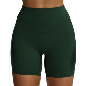 imageAoxjox Siren Workout Biker Shorts for Women Tummy Control High Waisted Hidden Scrunch Athletic Gym Running Yoga Short 6quotForest Green