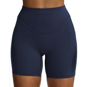 imageAoxjox Siren Workout Biker Shorts for Women Tummy Control High Waisted Hidden Scrunch Athletic Gym Running Yoga Short 6quotNavy