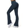 imageAoxjox Flare Leggings for Women Hidden Scrunch Butt Lifting High Waisted Wide Leg Yoga PantsBlueberry