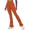 imageAoxjox Flare Leggings for Women Hidden Scrunch Butt Lifting High Waisted Wide Leg Yoga PantsEarthy Brown