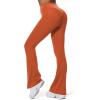 imageAoxjox Flare Leggings for Women Hidden Scrunch Butt Lifting High Waisted Wide Leg Yoga PantsEarthy Brown