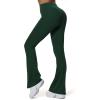 imageAoxjox Flare Leggings for Women Hidden Scrunch Butt Lifting High Waisted Wide Leg Yoga PantsForest Green