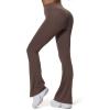 imageAoxjox Flare Leggings for Women Hidden Scrunch Butt Lifting High Waisted Wide Leg Yoga PantsFudge Coffee