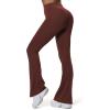 imageAoxjox Flare Leggings for Women Hidden Scrunch Butt Lifting High Waisted Wide Leg Yoga PantsRum Raisin
