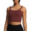 imageAoxjox Womens Workout Sports Bras Fitness Padded Backless Yoga Crop Tank Top Twist Back CamiRum Raisin