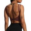 imageAoxjox Womens Workout Sports Bras Fitness Padded Backless Yoga Crop Tank Top Twist Back CamiRum Raisin