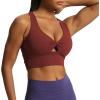 imageAoxjox Womens Workout Sports Bras Twist Front Fitness Padded Training Gym Bra Yoga Crop Lola Tank TopBurgundy