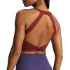 imageAoxjox Womens Workout Sports Bras Twist Front Fitness Padded Training Gym Bra Yoga Crop Lola Tank TopBurgundy